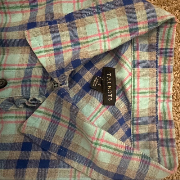Talbots Plaid Button-Up Ruffle front Shirt - Picture 5 of 5